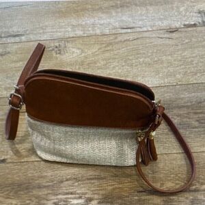 Brown and Tan Women's Crossbody Bag